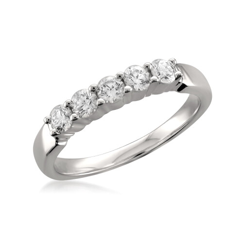 1/2 Karat TW 5-Stein-Runddiamant Platin-Braut-Ehering 1