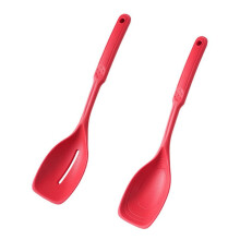 Colher de silicone ckepdyeh para cozinhar, conjunto de colheres perfuradas e sólidas antiaderentes com bojo fundo e marcações de medidas,