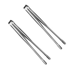2 st. kökstänger i rostfritt stål, metall, stektänger, serveringsklämma, verktyg för hemmakök, utomhusmatlagning, silver