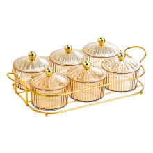 DOMELAY Plato para frutas secas, recipiente para almacenar alimentos, bandeja para servir frutos secos y dulces con tapa para 6 rejillas
