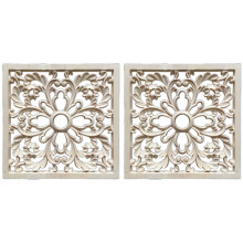 2X Καουτσούκ Ξυλόγλυπτο Floral Decal Χειροτεχνία Onlay Applique Έπιπλα DIY Διακόσμηση F: 20x20cm