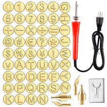 Lzvxtym Brennspitzen-Set mit 26 Buchstaben, Kupferbuchstaben und -zahlen, Lötkolben-Schablonen zum Selberprägen