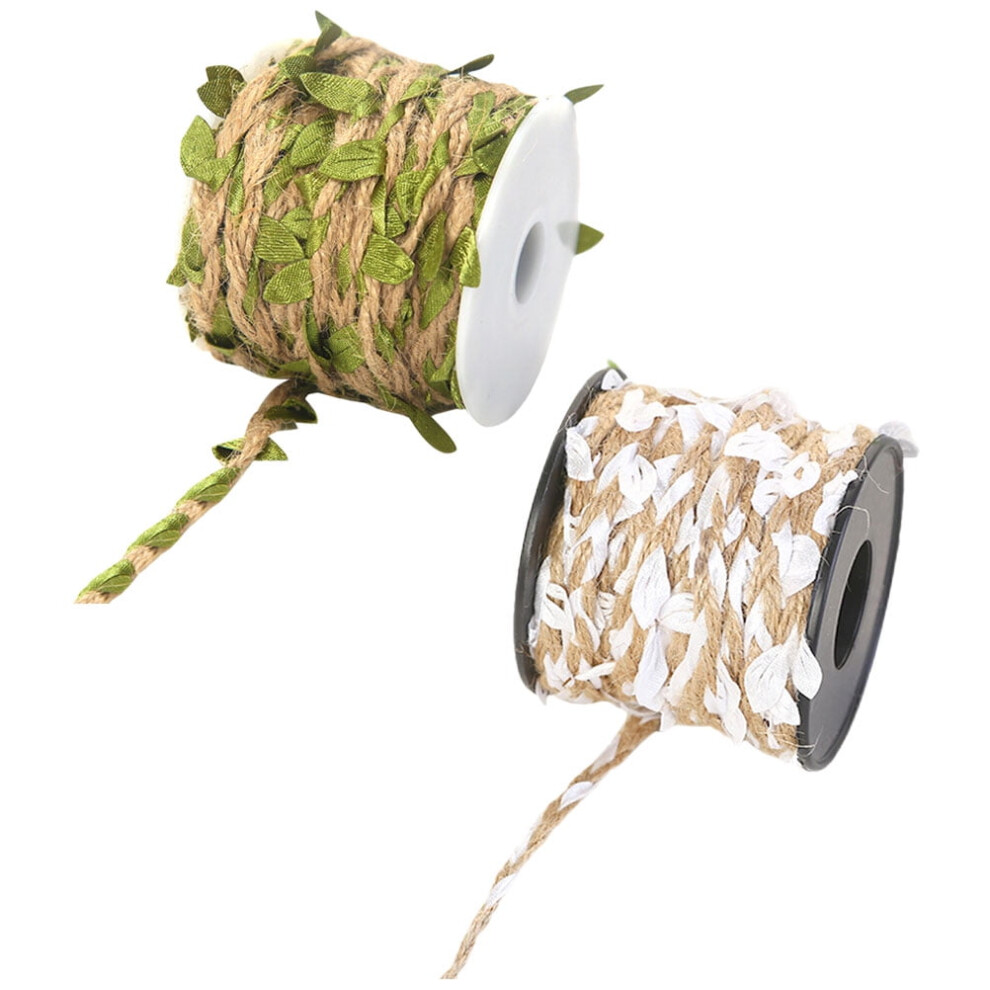 2 Rolls Simulation Rattan Leaves Artificial Vines Wedding Decor Rope Weaving Jute Twine 9164030186866