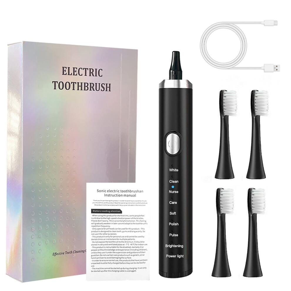 Toothbrush For Adults With 4 Brush Heads Rechargeable Toothbrush For 90 Days Using Portable Toothbrush