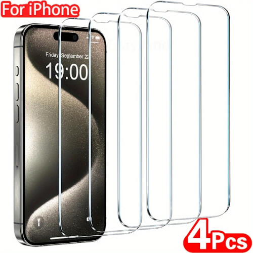 Προστατευτικό οθόνης NNBILI4pcs HD από σκληρυμένο γυαλί για συμβατότητα με iPhone 16 15 14 13 12