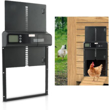 Automatisk hønsehusdør, automatisk hønsehusdør, automatisk hønsehusdør med timer Aluminiumslegering IP45 Vandtæt LED-display Automatisk dør