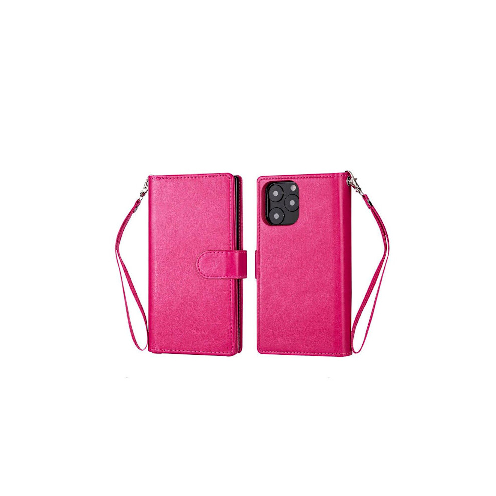 Rugged Smooth 9-Card Wallet Case - Compatible With Iphone 12 Pro Max Rose Red 9164030189119