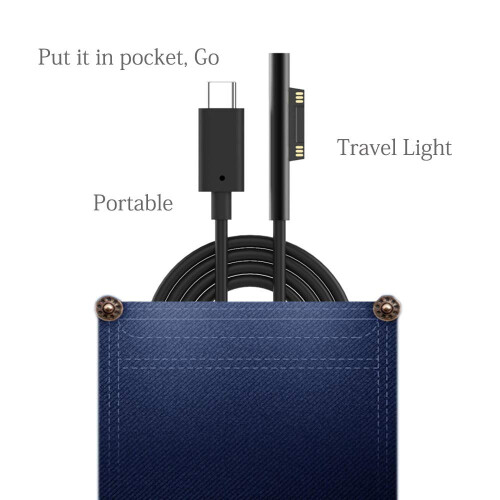 Câble de charge USB-C PD15V compatible avec Microsoft Surface Connect pour Surface Pro et Surface Book. 1