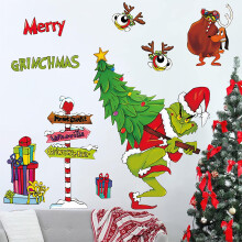 Χριστουγεννιάτικα αυτοκόλλητα παραθύρου Grinch, 22 τεμάχια 9 φύλλα με χαριτωμένα ζώα,