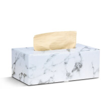 Rectangular Marble PU Leather Tissue Box Cover Napkin Holder Paper Towel Dispenser Container for Home Office Car Decor