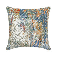 Decoratieve blauwe kussenhoezen van 30x30 cm (12"x12"), fluwelen geruite sierkussens voor de bank, geometrisch patroon in moderne stijl - gearceerd