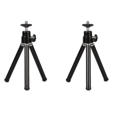 Lot de 2 mini trépieds portables et légers, réglables, en alliage d'aluminium noir, pour appareil photo et projecteur.