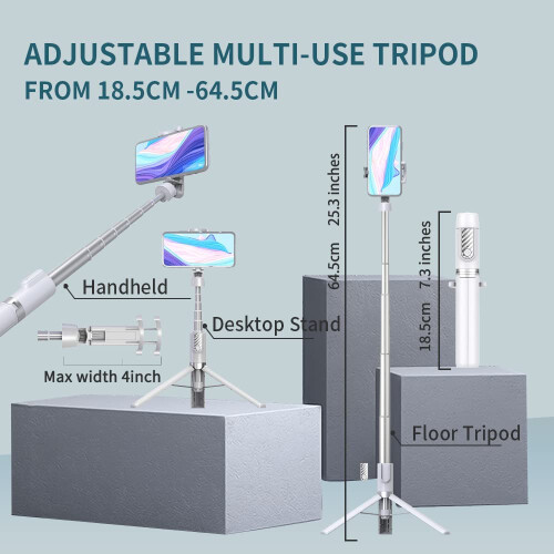 Selfie Stick Phone Tripod -Bluetooth Tripod Stand with Wireless Remote Shutter, 360Â Rotation Extendable 2