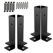 FUYGRCJ 4Pcs Post Anchor Base Brackets, Iron Deck Post Base with Pre-drilled Holes, Compatible with Wood Fence Pergola, Sturdy Half Column Support