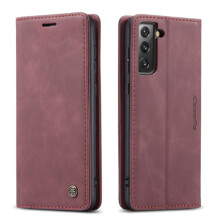 CaseMe Slim Wallet Cover kompatibel med Samsung Galaxy S21FE Rød