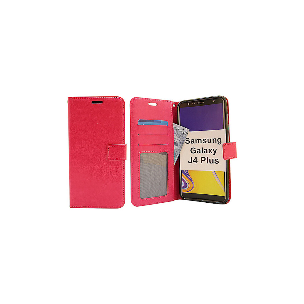Crazy Horse Wallet Compatible With Samsung Galaxy J4 Plus (J415fn/Ds) Hotpink 9464372852970