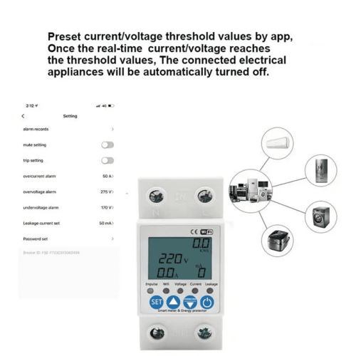 Διακόπτης μέτρησης γκράφιτι 63A Wifi Smartphone Control Circuit Breaker63A Ασύρματος μετρητής 1