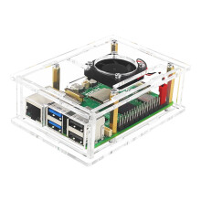 jixopn for Raspberry Pi5 akrylkabinett ren kobber kjøleribbe med kjølevifte (modell D)