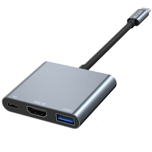 Tech-Protet3in1USB-C Hub USB-A / HDMI / USB-C Grå 1