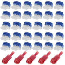 Kit com 30 conectores de cabo IDC314 à prova d'água e 5 grampos para cortador de grama robótico, 22-14AWG, compatível com Safe Wire.