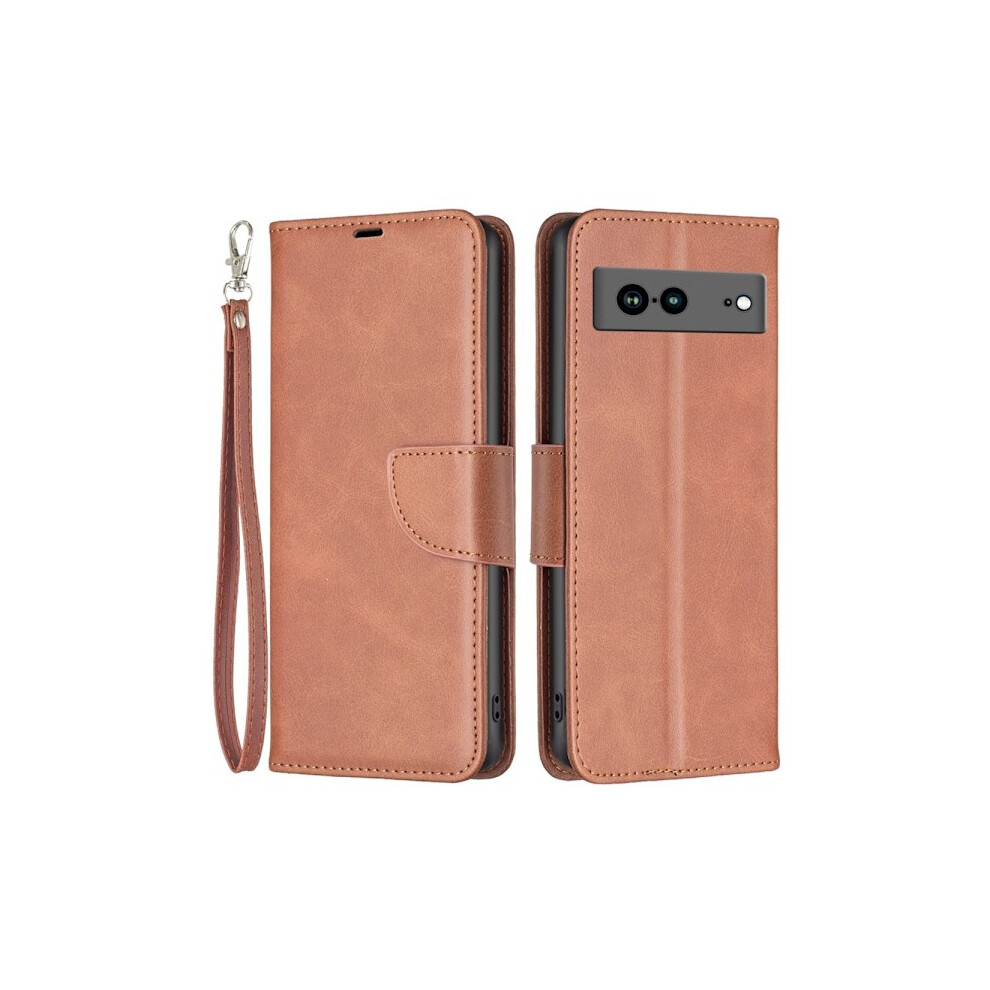 Skalo Google Pixel 7A Wallet Case In Pu Leather - Brown 9464372901760