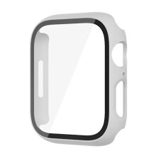Cosantóir Gloine Comhoiriúnach le Apple Watch Sraith 9/8/7/6/SE/5, 45mm/41mm/44mm/40mm/42mm/38mm, Bán