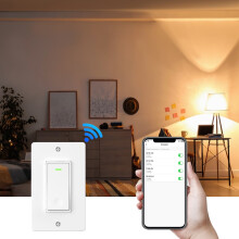 Interruptor de luz inteligente Wi-Fi compatible con Alexa y Google, 2,4 GHz, unipolar, control por voz, programación.