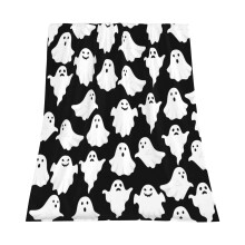 Manta polar de Halloween - Manta suave y acogedora para el sofá con estampado de telarañas y calabazas, perfecta para la decoración otoñal.
