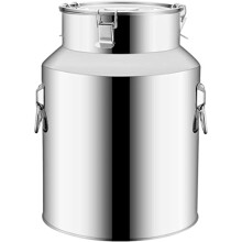 201 Stainless Steel Milk Can with Sealed Lid, 28L Heavy Duty Milk Transport Container for Dairy, Oil, Wine