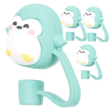 Silicone Straw Covers Set of 4 Cartoon Caps for Tumbler Drinking Party Kids Boys Girls