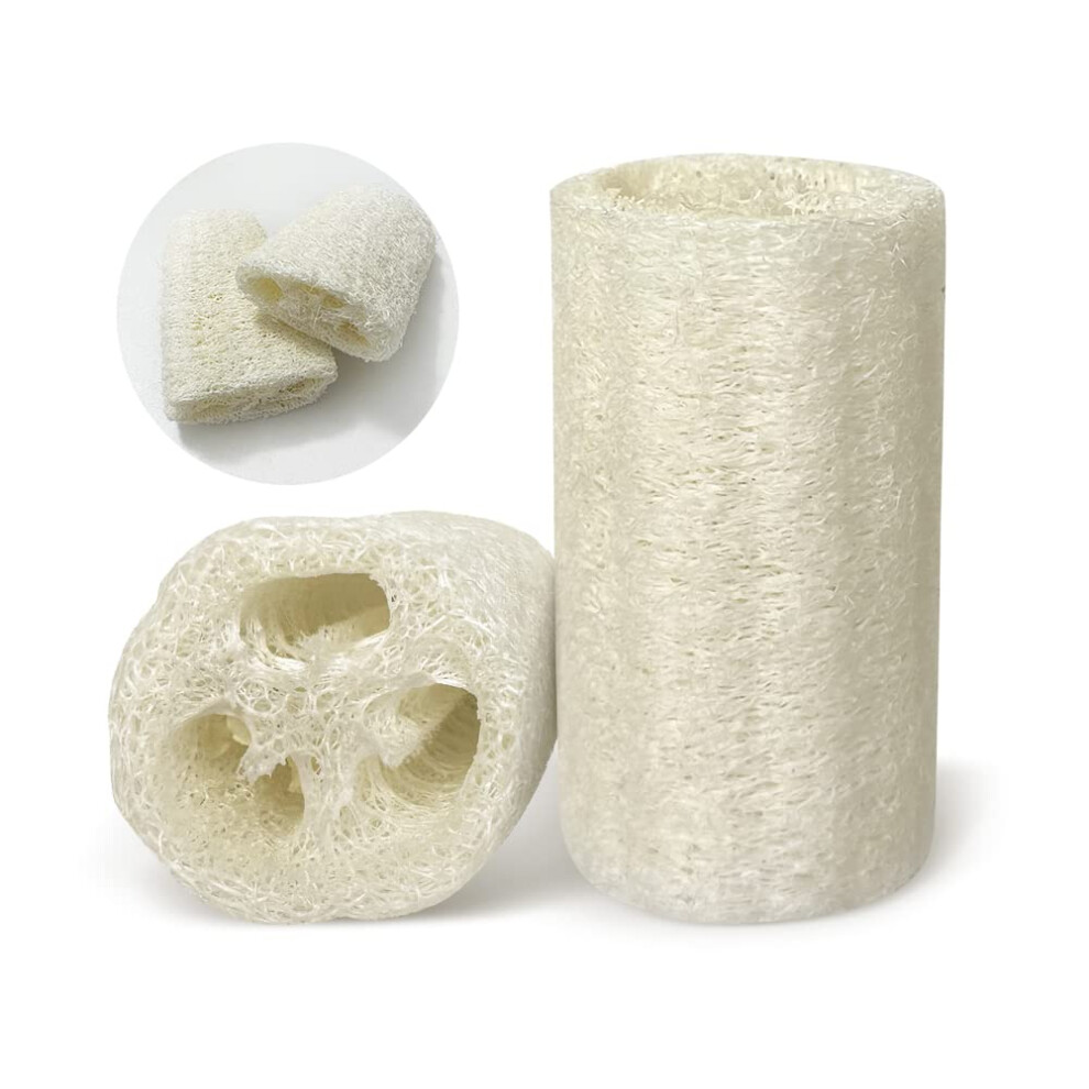 Natural Loofah Sponge 3 Pack Organic Exfoliating Body Scrubber for Shower and Bath