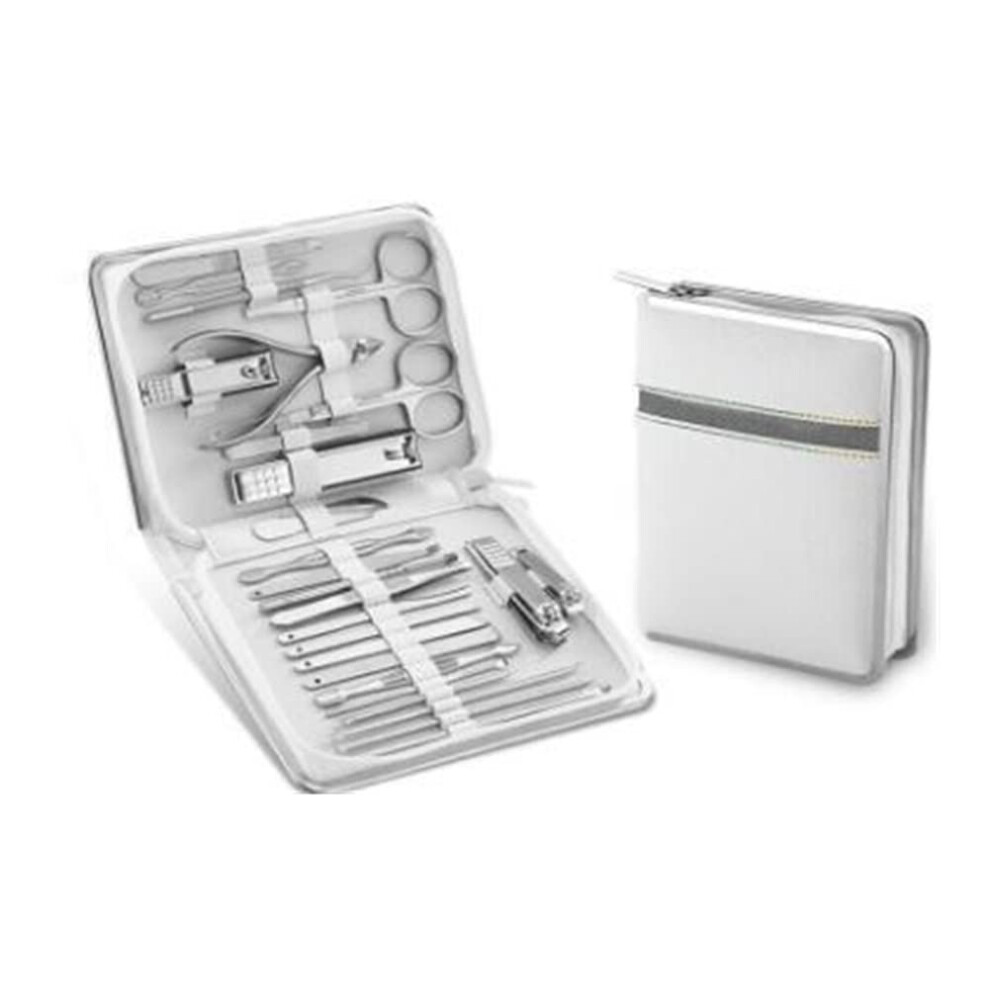 White Nail Clipper Set With Precise Sharp Blades, Stainless Steel Manicure Pedicure Kit, 26Pcs
