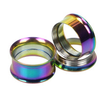 Besufy Unisex 1-pack öronexpander enfärgad hudvänlig rostfri stål dubbelt utsvängda öronmätare