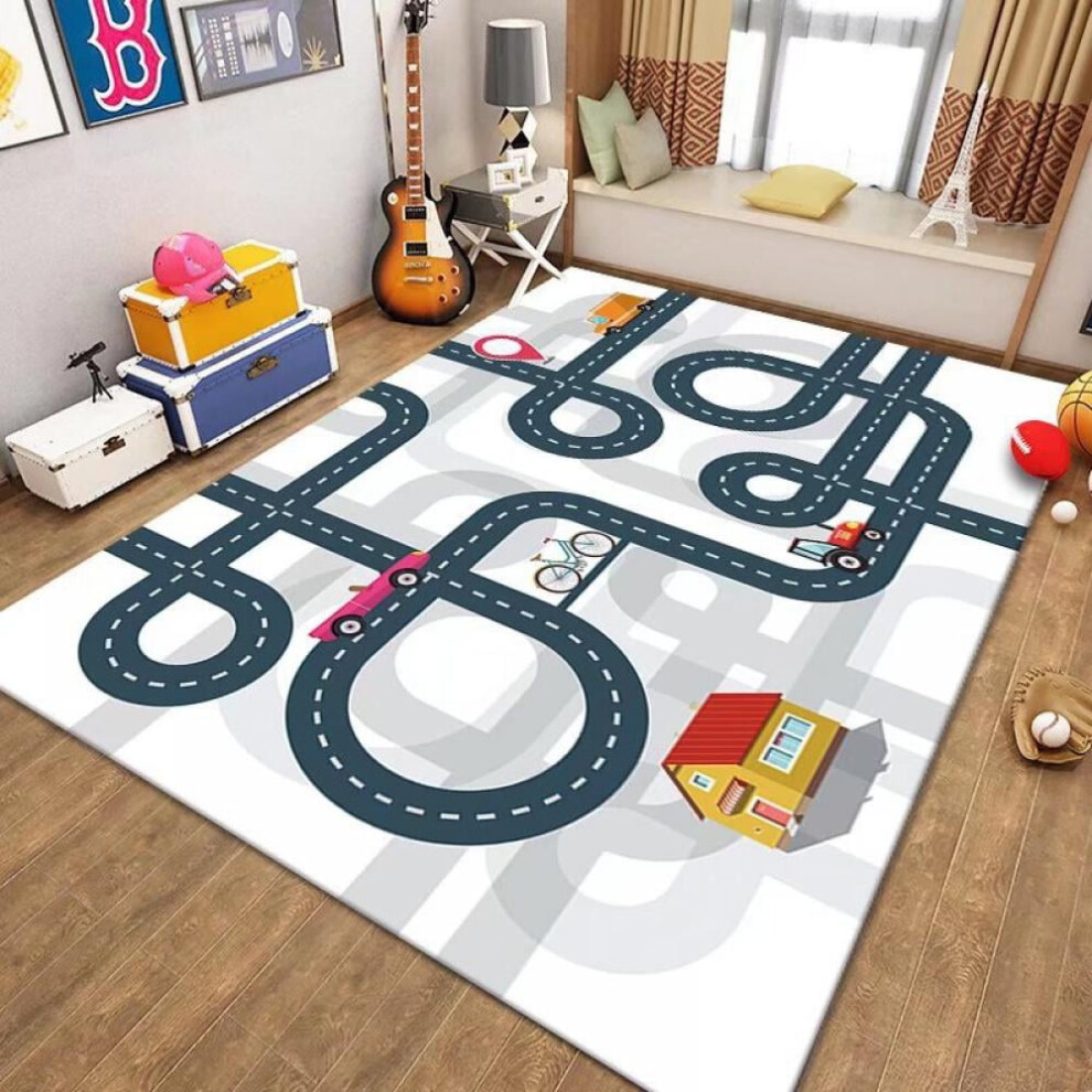 Kids Educational Road Traffic Playmat Rug, 47.24"x62.99", for Bedroom Playroom - Compatible with City Life Design