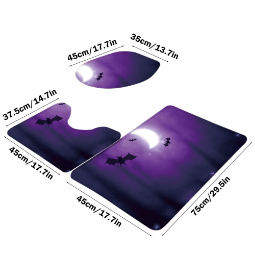 Διακοσμήσεις Viflosae για το Halloween: Πατάκι δαπέδου Bats Σετ 3 τεμαχίων, Υπεραπορροφητικό 2