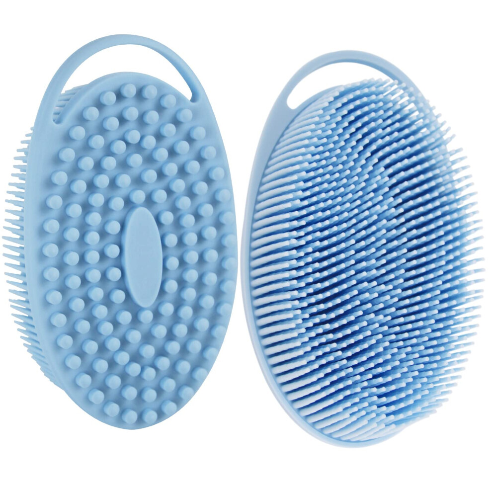 Blue Silicone Body Scrubber With Gentle Exfoliation And Nonslip Grip For Shower,