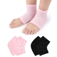 Moisturizing Gel Heel Socks for Dry Cracked Feet Women, 2 Pairs Heel Foot Care Black Pink