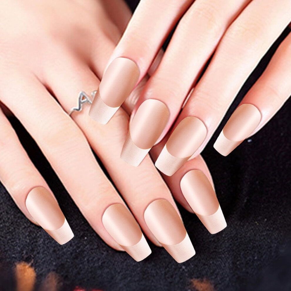 Short Coffin Ballerina Press On Nails with Glossy Comic Artwork, 24pcs Durable Fake Nail Kit