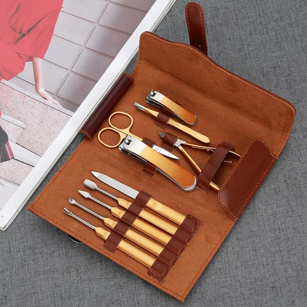 Manicure Set 10Piece Stainless Steel Nail Clippers Kit for Travel Pedicure Grooming Gift