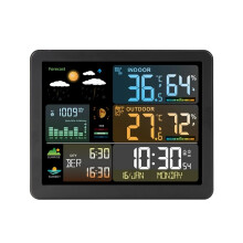 Wireless Weather Station with Colorful Display, Dual Alarms, Indoor Outdoor Thermometer Hygrometer