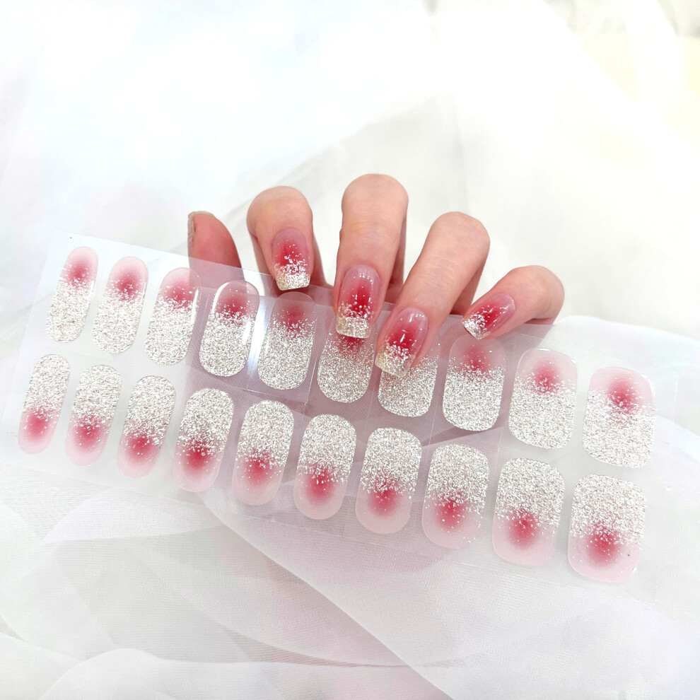 Gold Glitter French Tip Nail Strips With Salonquality Gel Finish Full Wraps For Women