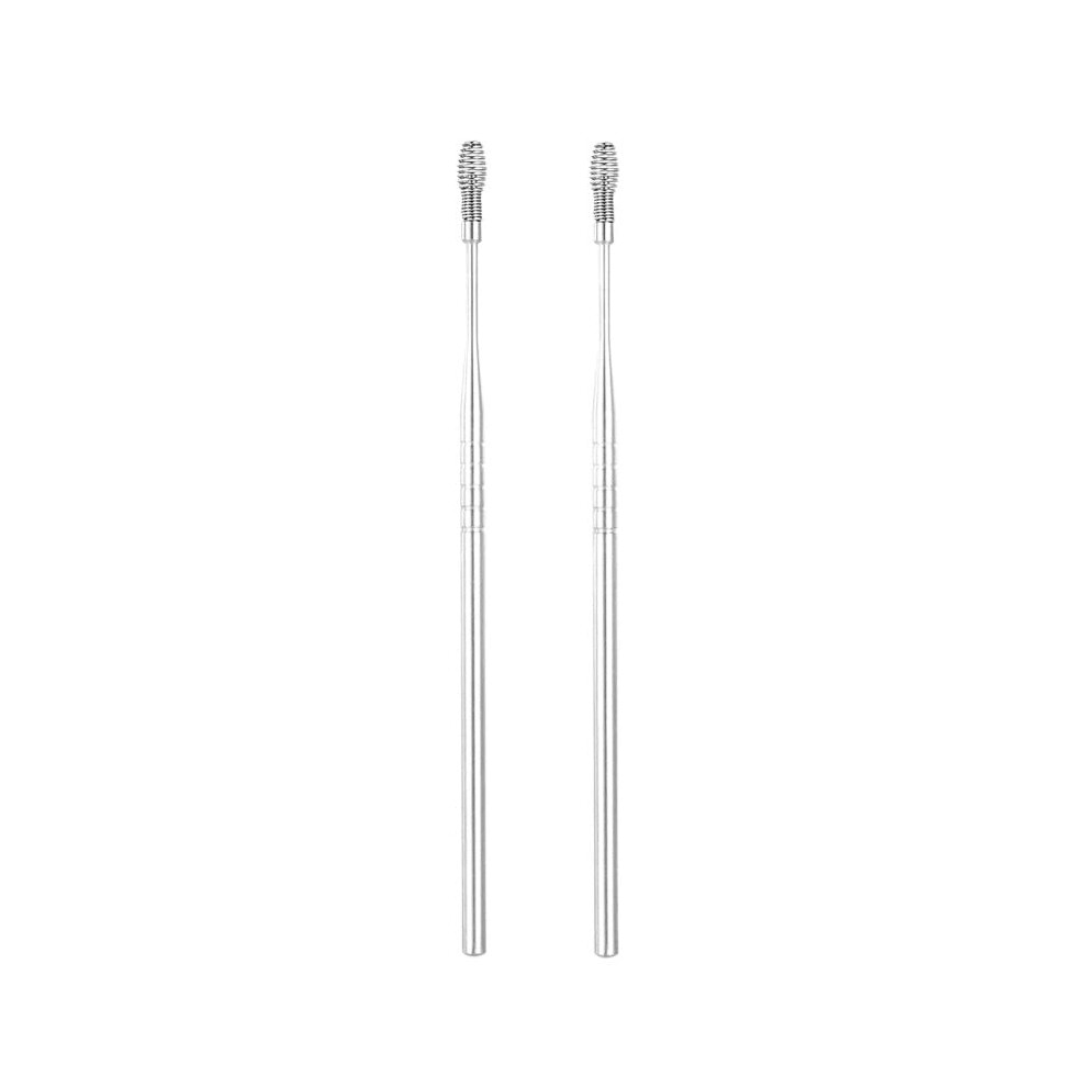 2PCS Stainless Steel Ear Pick Earwax Removal Tool with Spiral Spring Curette for Precise Cleaning