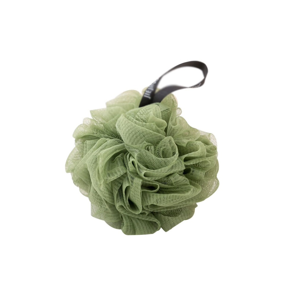Green Dry Brushing Body Brush With Natural Bristles And Mesh Bath Sponge For Dual Exfoliation