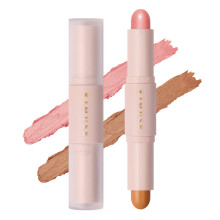 Dual Ended Contour Stick and Cream Blush Stick, 2 in 1 Long Lasting Waterproof Makeup for Light Skin