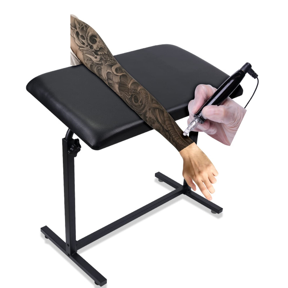 Black Tattoo Arm Rest Stand With Oversized Comfort Cushion, Height Adjustable And 340 Rotating Panel