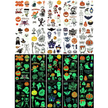 10 Sheets Glow in the Dark Halloween Temporary Tattoos Waterproof Luminous Stickers for Kids and Adults