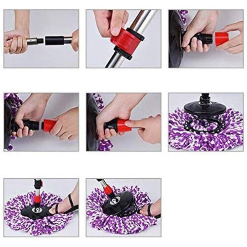 Spin Mop Cleaning Set with Extended Handle and 3 Microfiber Refills for Home Floors 1