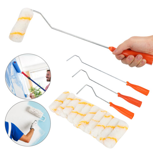 Efficient Paint Roller Handle Durable Rotating Brush Holder Quick Coverage Solvent Resistant Large Painting Area Iron Frame Paint Tool for Home 2