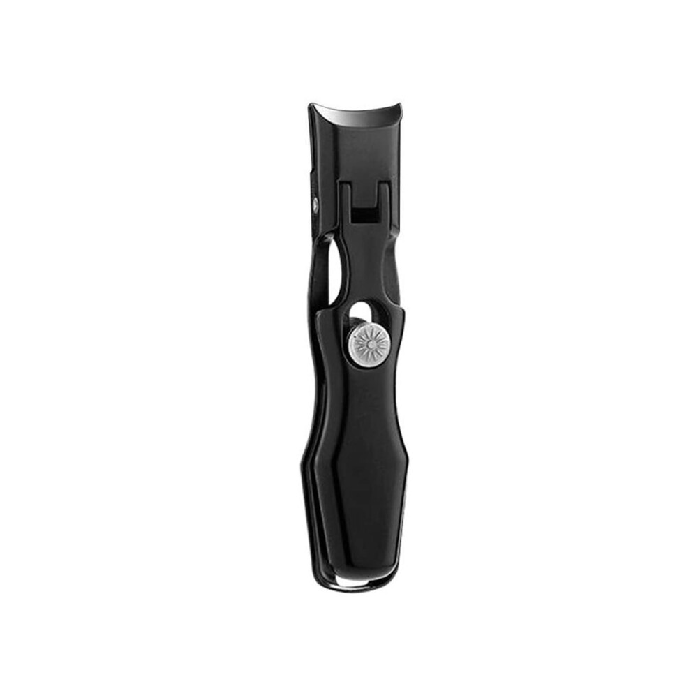 Black Nail Clippers Ultra Sharp Wide Jaw Stainless Steel With Builtin Catcher For Thick Nails