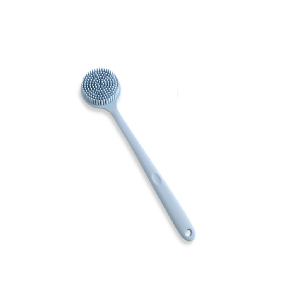 Blue Body Scrubber Bath Brush With Soft Bristles, Doublesided Long Handle Back Cleaning,